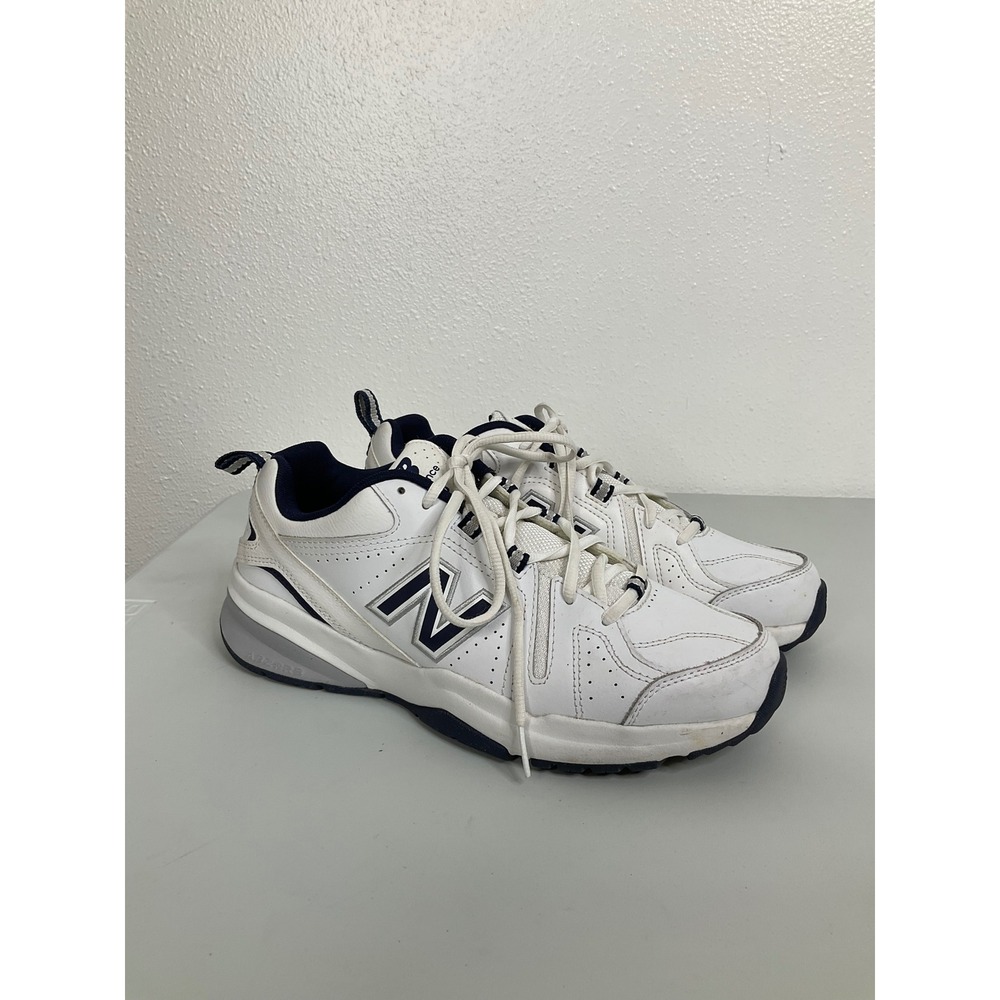 New Balance 608 V5 Mens White Navy Leather Training Shoes Sneakers Size 9